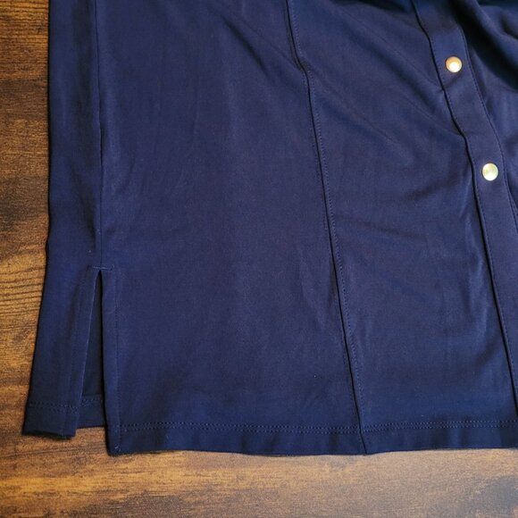 Brooks Brothers Shirt Dress M 3/4 Sleeve Snap Closure Pockets Tab Sleeve Stretch - Picture 3 of 11